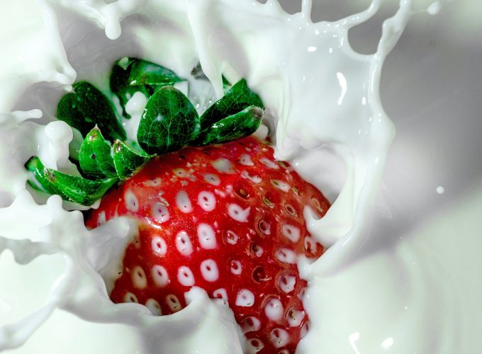 Wallpaper strawberry, milk, delicious, 4k, Food 8088319217